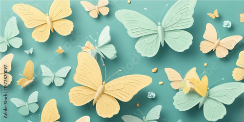 Seamless pattern with colorful butterflies and flowers, a beautiful vector illustration for nature-inspired designs