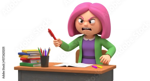 Angry cartoon teacher