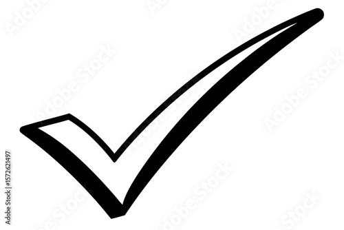 Hand Drawn Black Checkmark on White Background check mark