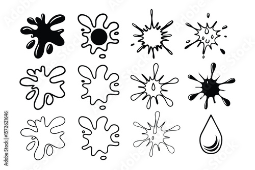 Set of 10 ink splatter icons vector