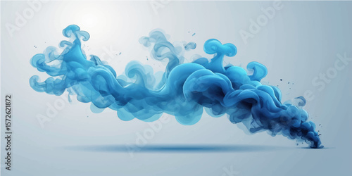 Abstract blue background with swirling smoke and light waves, creating a vibrant pattern of color and texture like an underwater sky