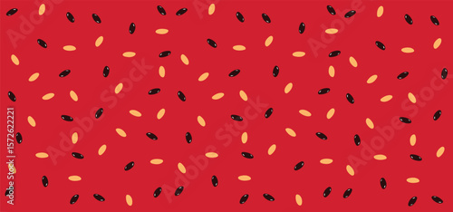 Watermelon texture vector background. Abstract watermelon seeds pattern horizontal banner background.