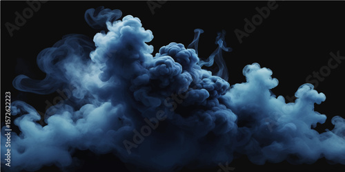 White smoke billows against a dark background, resembling an abstract cloud in the night sky