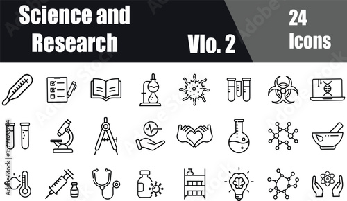 Science and Research Outline Line Icon Set Vol. 2