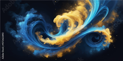 Abstract blue fractal design with glowing vortex motion and a surreal cosmic glow