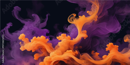 Blazing orange and blue flames create a hot, abstract inferno in water