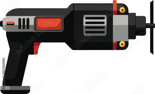 Side View Black Vector Illustration of an Oscillating Tool