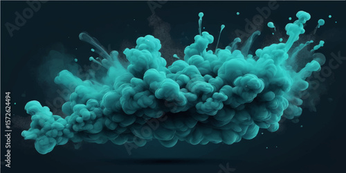 A vibrant underwater coral reef thrives with colorful fish in the blue light of the tropical sea, creating an abstract and textured pattern of ocean life