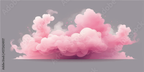 Abstract pink sky with fluffy white clouds and soft pink bubbles, evoking a dreamy, colorful cloudscape of love