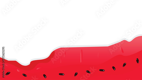 Watermelon pulp and seeds border background vector with copy space