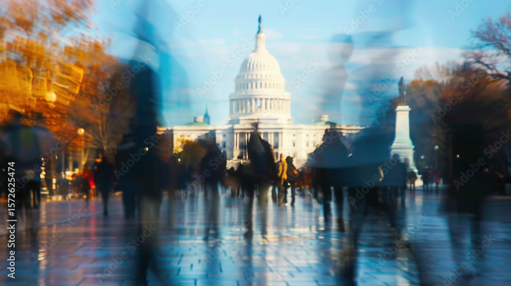 Obraz premium people and us capitol symbolize dynamic political shifts