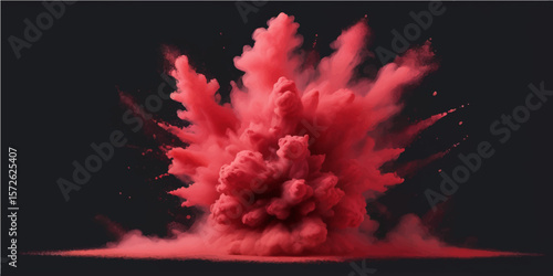 Red hot fire explosion with black smoke and orange flames on an abstract background