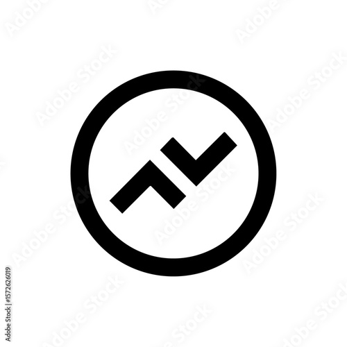 Black vector icon of a broken zigzag line cutting through a circle, symbolizing interrupted growth, financial volatility, or market instability.

