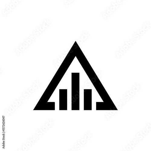Minimal vector icon of a triangle warning sign with a bar chart, representing financial alerts, audit risks, or data irregularities.
