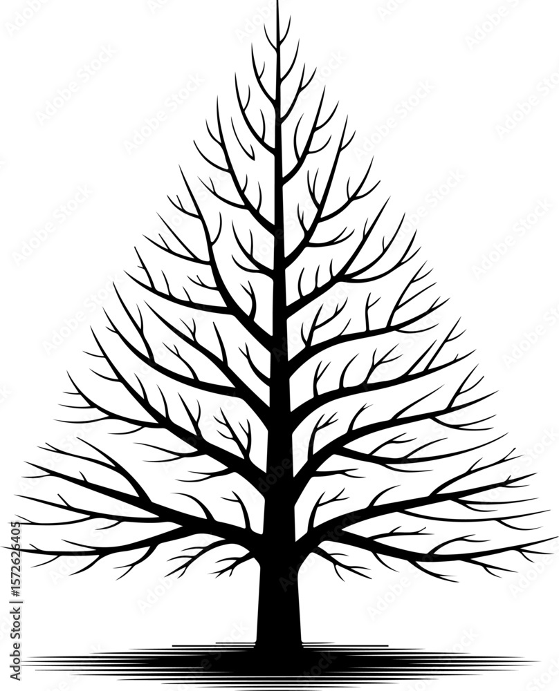 Obraz premium Christmas Tree Retro Vector | Black Silhouette Holiday Design