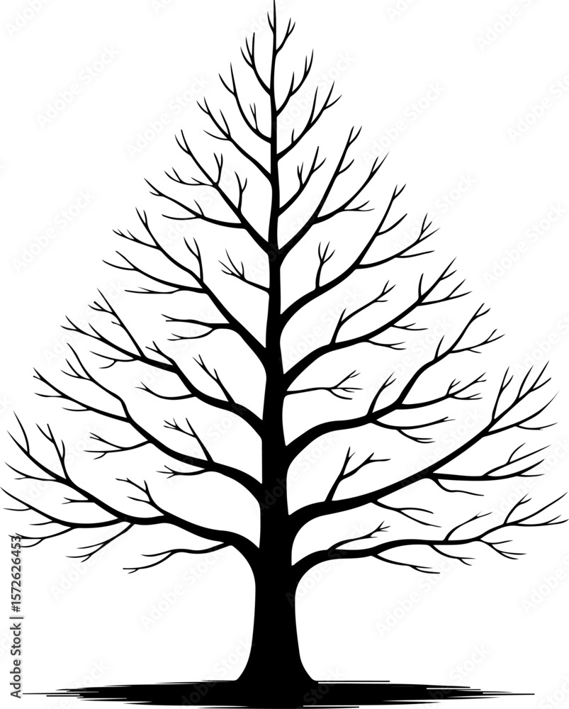 Obraz premium Christmas Tree Retro Vector | Black Silhouette Holiday Design