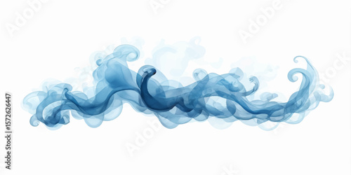 Abstract blue and white smoke swirls evoke the clean, fresh motion of a clear water splash