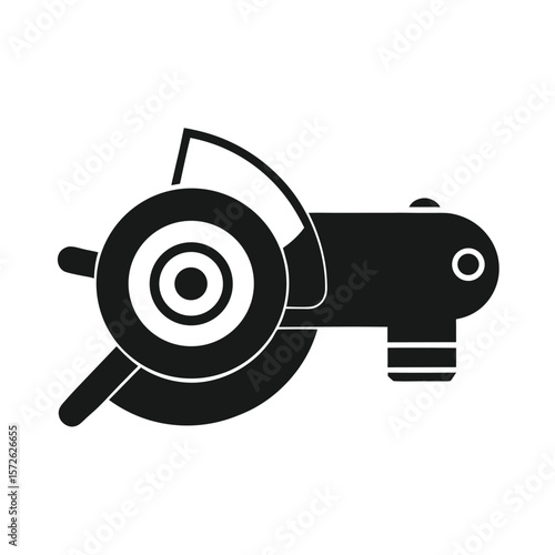 Simple Angle Grinder Tool Icon in Silhouette Style