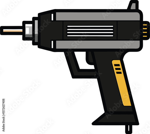 Simple Black Vector of a Pneumatic Nail Gun with Trigger