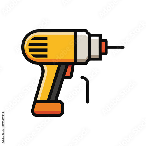 Simple Electric Drill Vector Icon Bold Black Outline