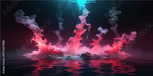 Sky with sun and dark clouds light up a stormy nature scene, perfect for an abstract art background or motion design