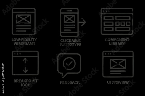 Wireframe prototyping icons for low-fidelity ui design and feedback integration