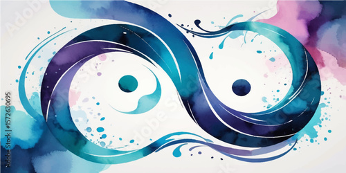 Abstract blue background with fresh water bubbles and transparent circles rippling on the surface