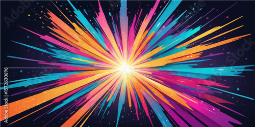 Abstract colorful background with an explosion of rainbow light, a bright, psychedelic digital art illustration