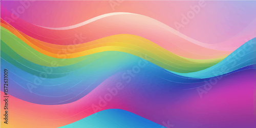 Rainbow Waves: A vibrant illustration of flowing, iridescent waves of color, evoking feelings of freedom, joy, and endless possibilities.