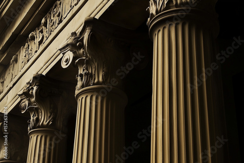 Ancient antique columns on abstract background..