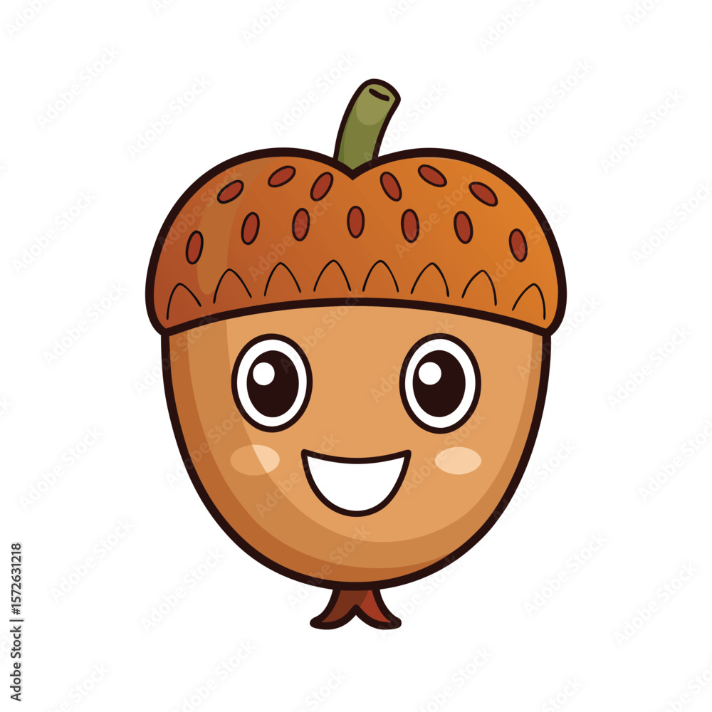 Fototapeta premium Smiling Acorn with Textured Body and Big Eyes Vector