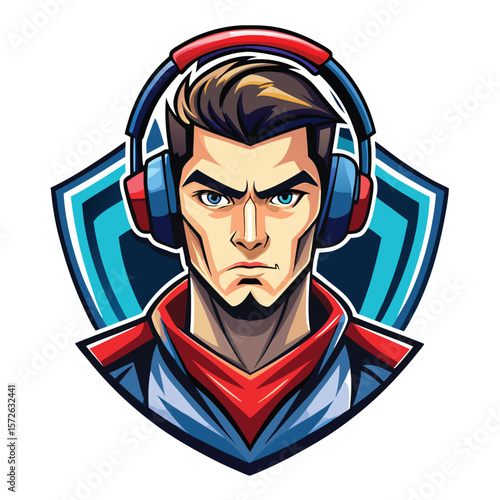 Focused Gamer with Headphones
