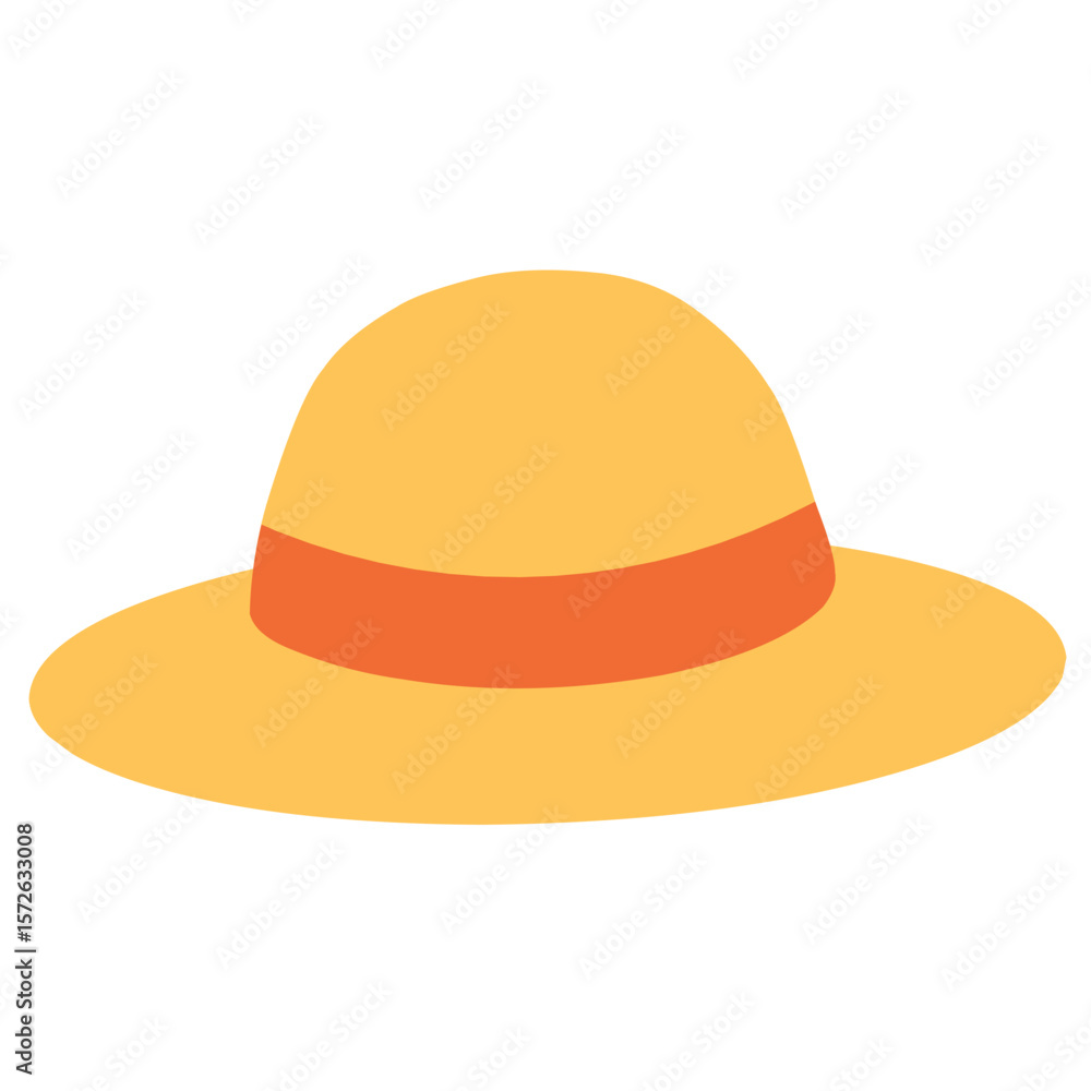 Yellow sun hat with orange band, ideal for summer vacation or beachwear designs. Yellow sun hat with orange band, ideal for summer vacation or beachwear designs.
