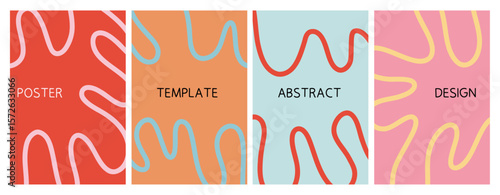 Set of Modern Abstract Bold Wavy Line Backgrounds for Ads, Covers, Social Media Graphics, Shop, Discount, Sale and Flyer Decoration	