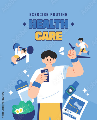 웰빙 건강 생활 일러스트 04
