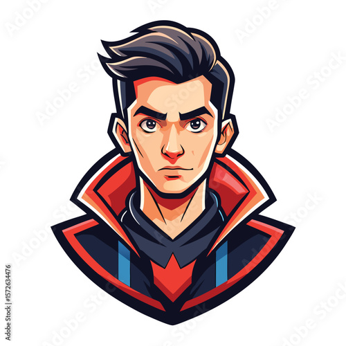 Serious-looking male character portrait