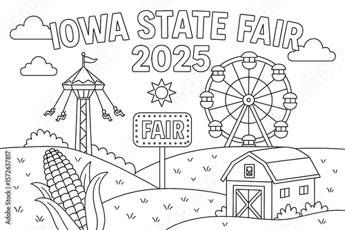 landscape-oriented iowa state fair 2025 coloring page