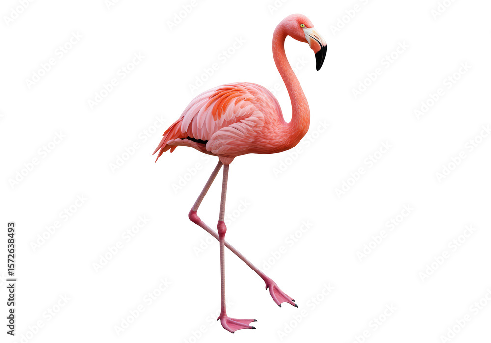 Fototapeta premium Isolated Standing Pink Flamingo Bird