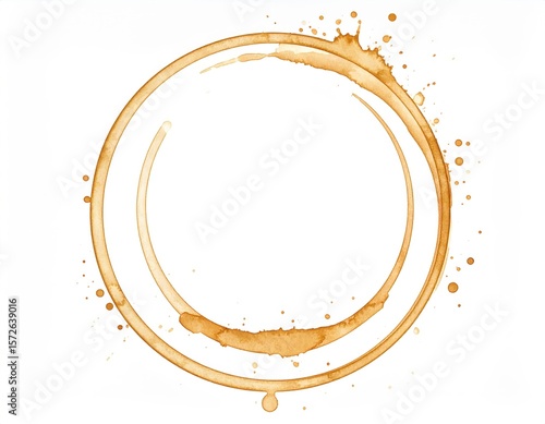 Coffee Stain Circle Pattern On White Background