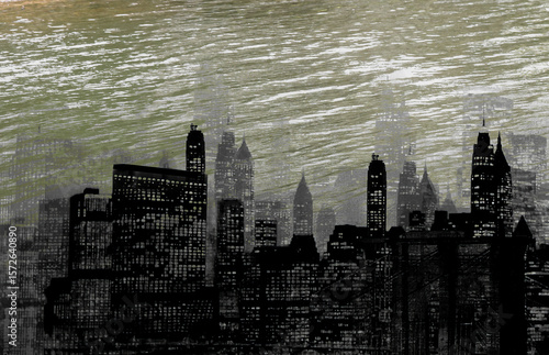 A flooded New York City landscape abstract art