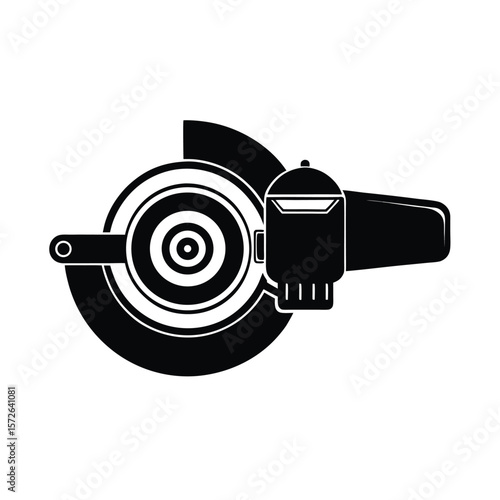 Top View Silhouette of Angle Grinder Tool Bold Black