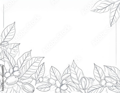 Elegant Floral Leaf Border Design On White Background