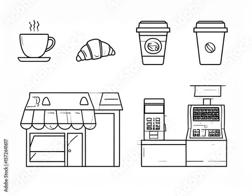 Simple Coffee Shop And Bakery Icons