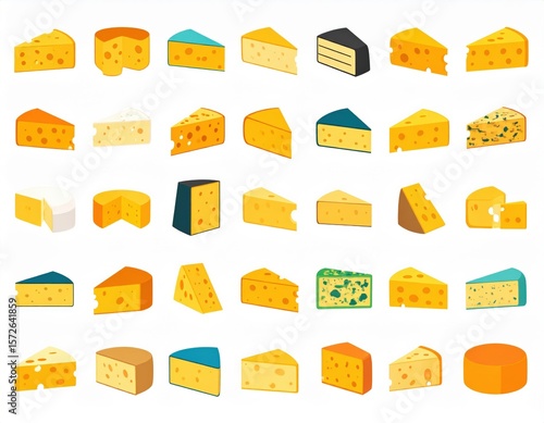 Variety Of Cheese Slices Illustration