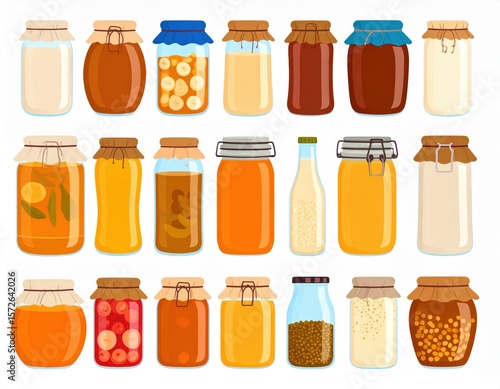 Assorted Glass Jars Filled With Preserved Foods