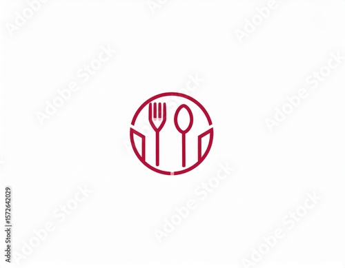 Red Fork And Spoon Icon On White Background