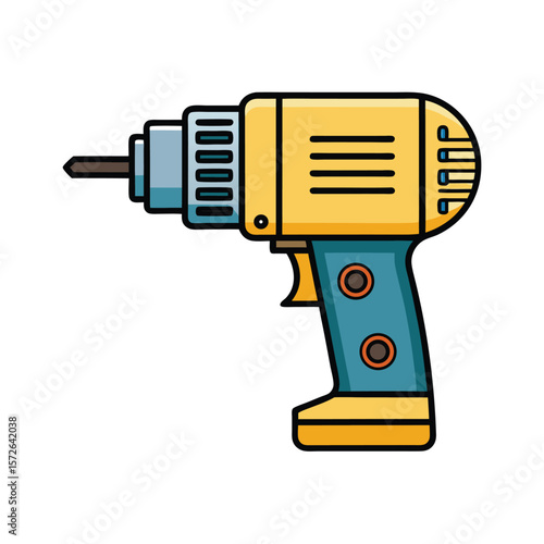 Vector Drawing of Electric Drill with Ventilation Details