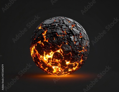 Fractured Sphere With Lava Core