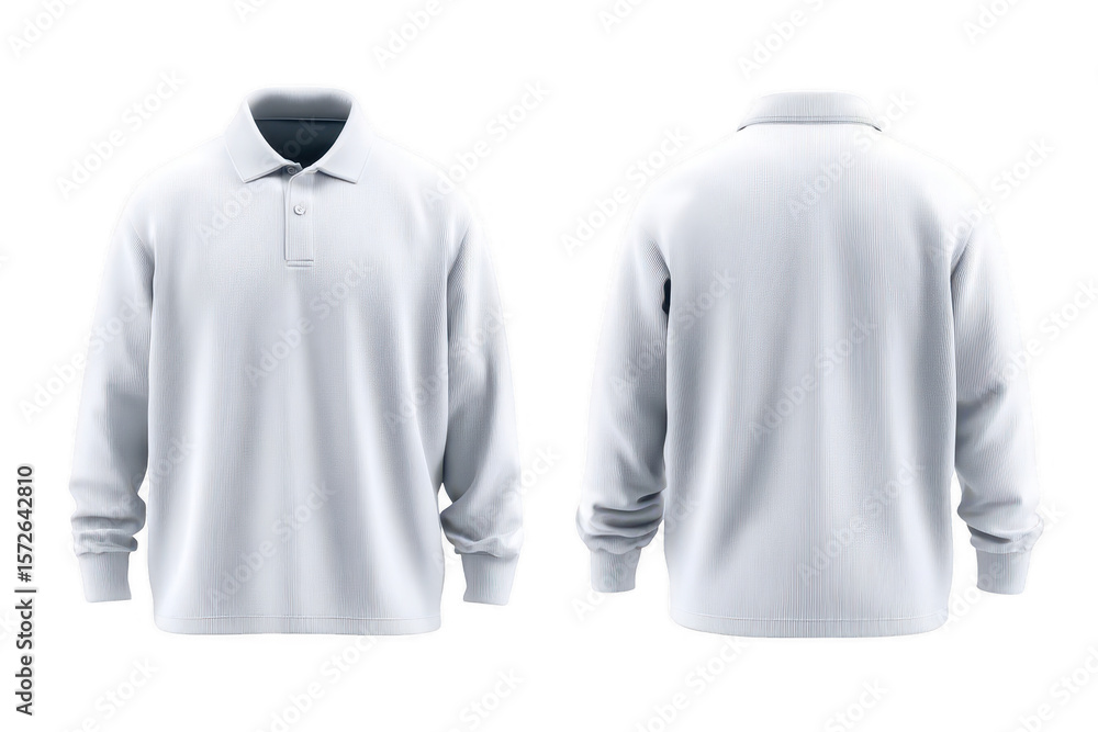 Blank white polo shirt, front and back views Blank white polo shirt, front and back views
