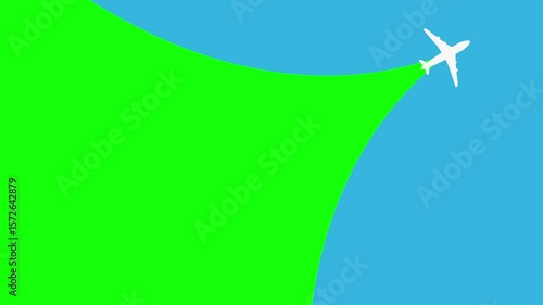 Vector plane movement and frame screen change transition. Animation from diagonal left to right flight.